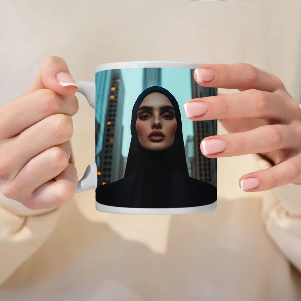 Woman in Hijab City Skyline Portrait – Mugs