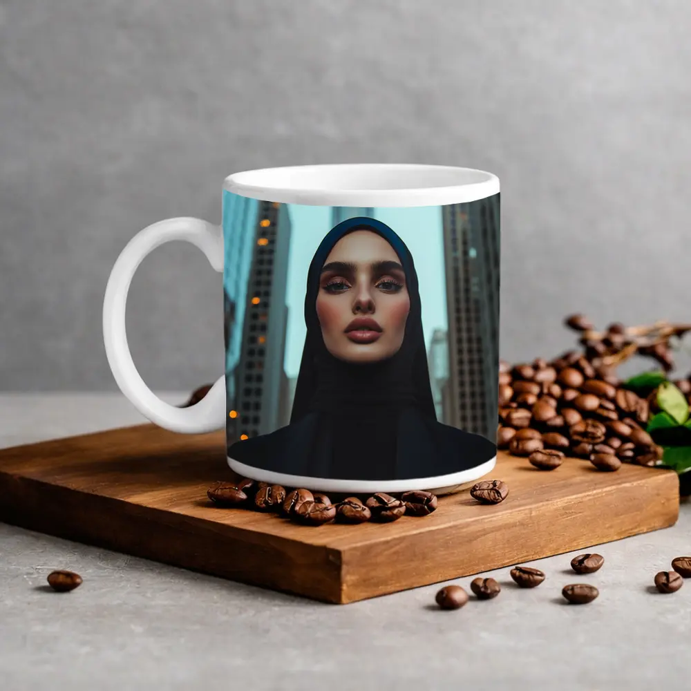 Woman in Hijab City Skyline Portrait – Mugs