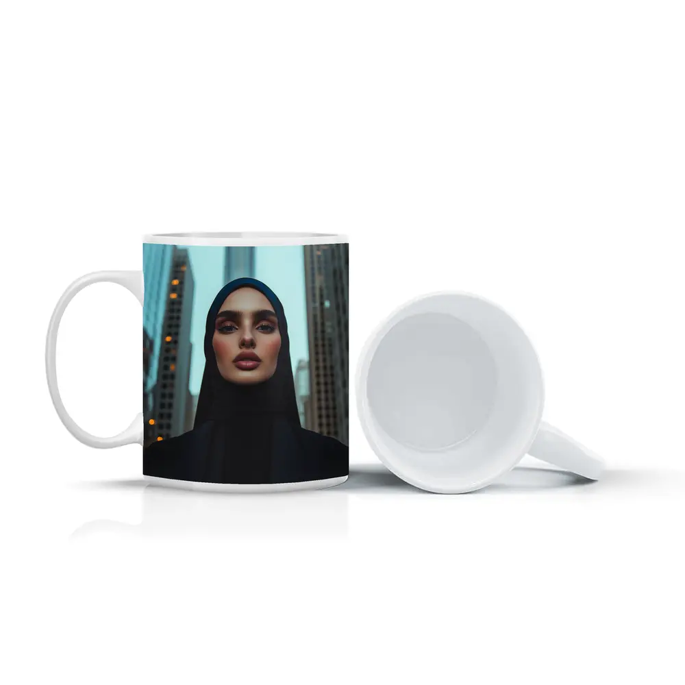 Woman in Hijab City Skyline Portrait – Mugs