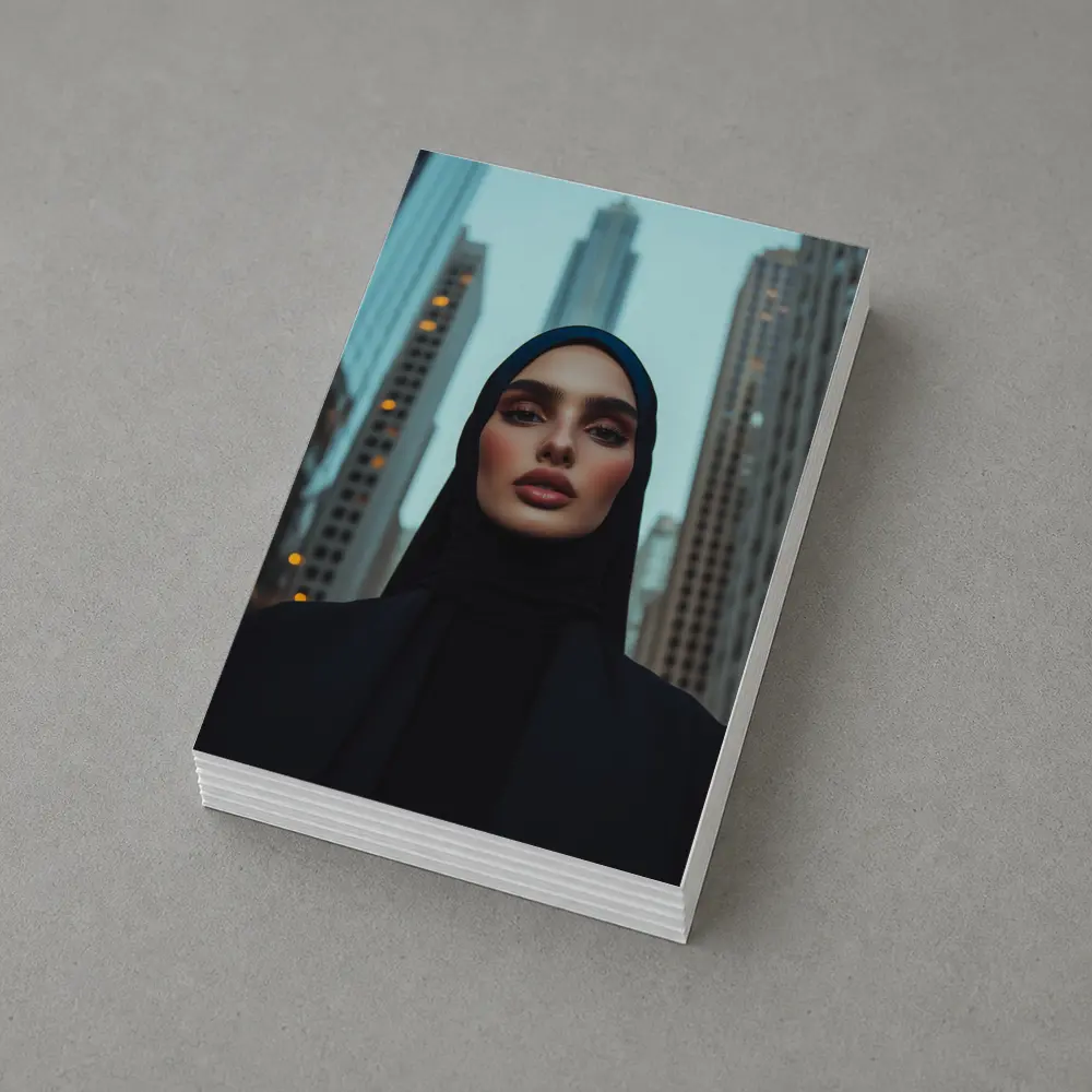 Woman in Hijab City Skyline Portrait – Postcards