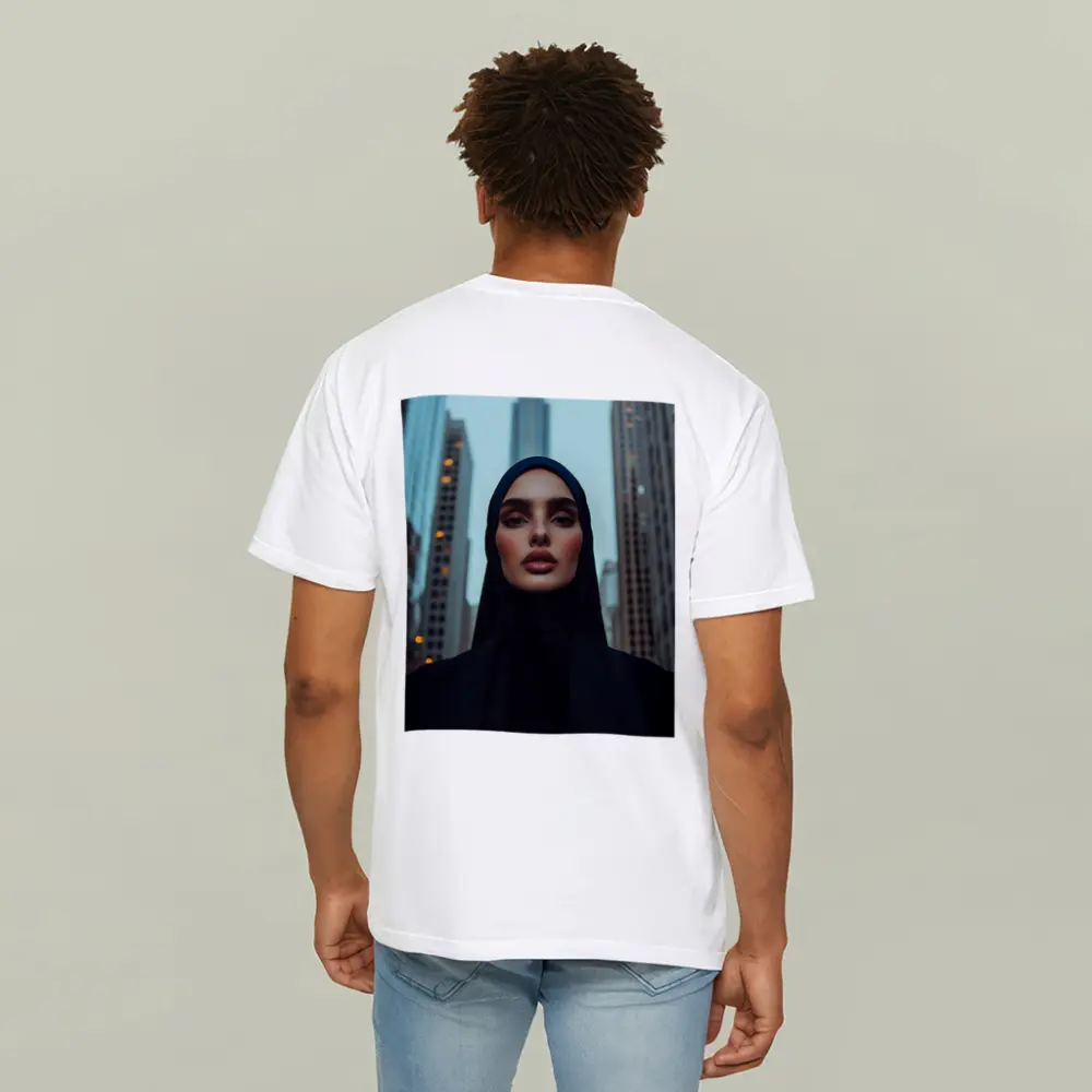 Woman in Hijab City Skyline Portrait – T-Shirts