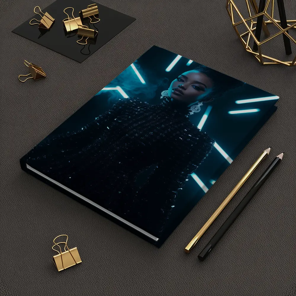 Black Sequin Dress Woman Neon Lights – Notebooks