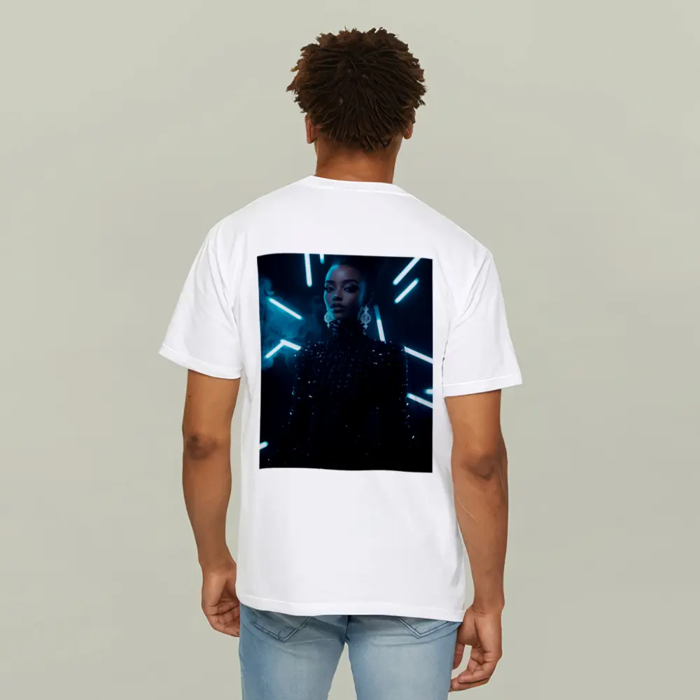 Black Sequin Dress Woman Neon Lights – T-Shirts