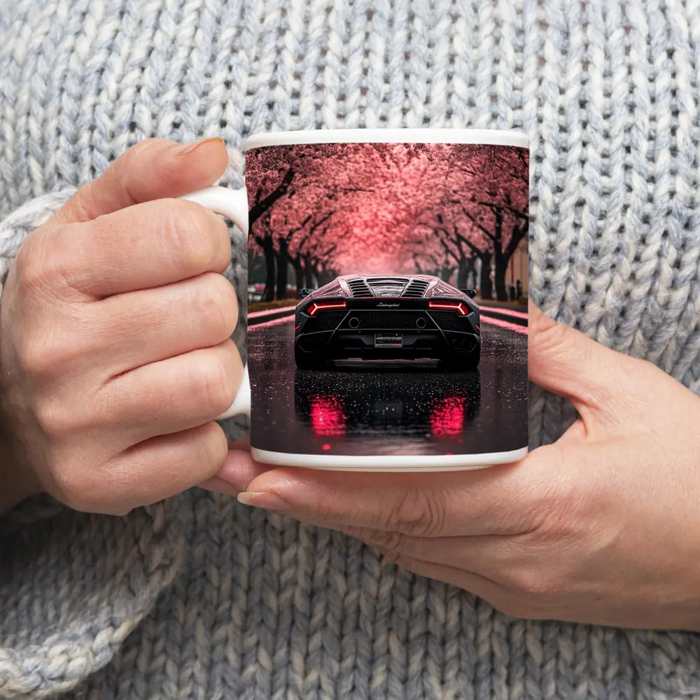 Lamborghini Huracan Black Cherry Blossom Street – Mugs