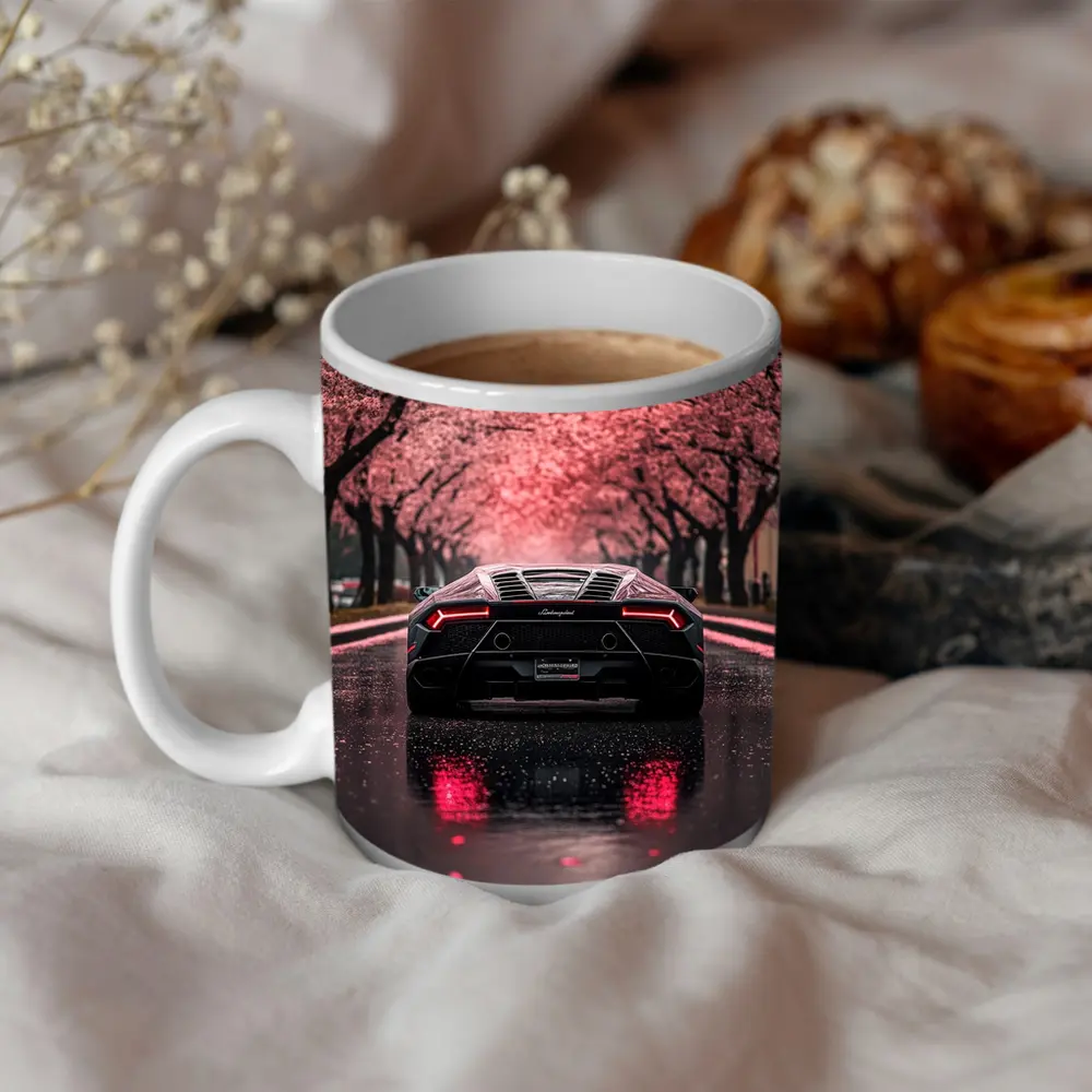 Lamborghini Huracan Black Cherry Blossom Street – Mugs