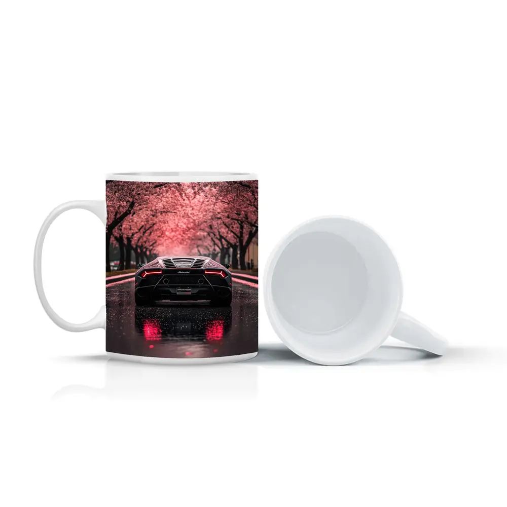 Lamborghini Huracan Black Cherry Blossom Street – Mugs