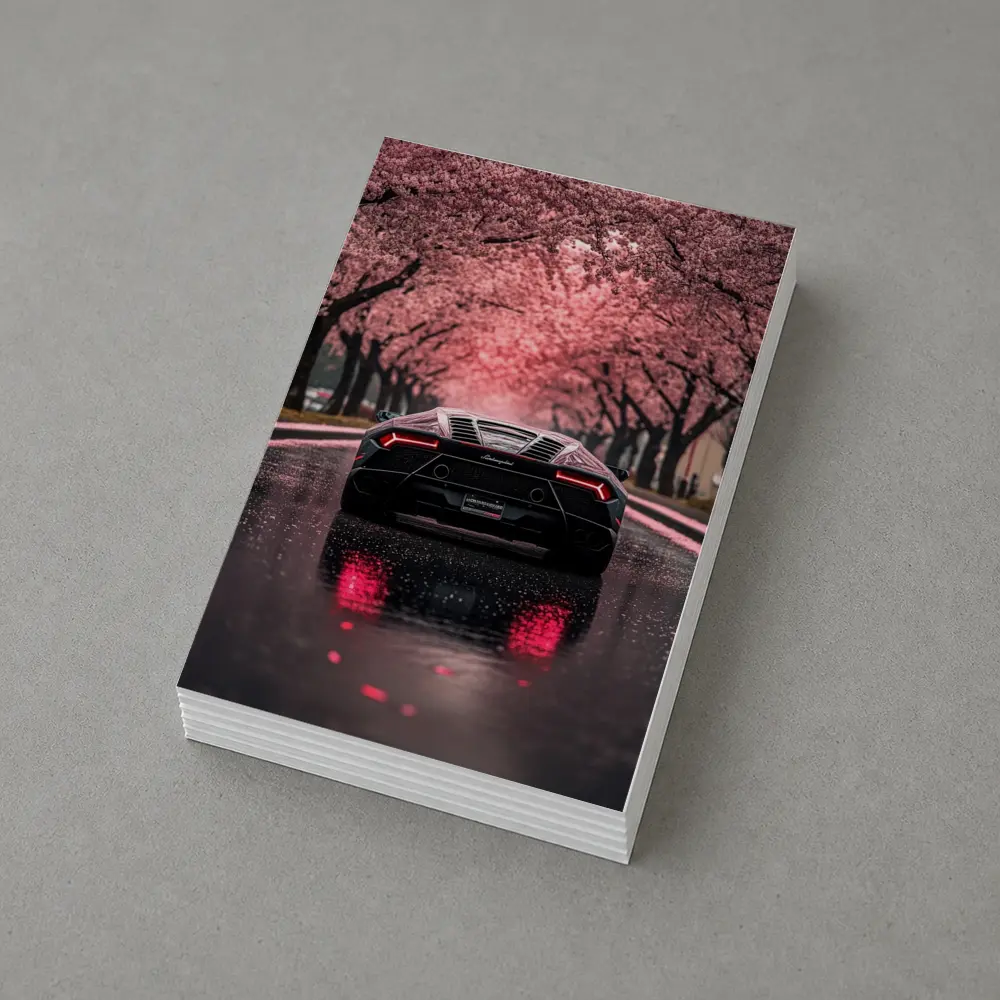 Lamborghini Huracan Black Cherry Blossom Street – Postcards