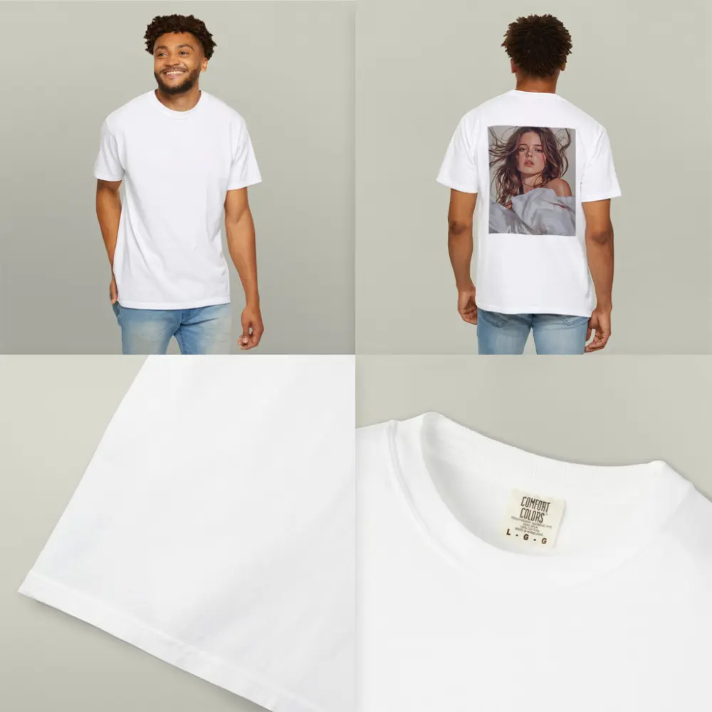 Young Woman White Fabric Flowing Hair Portrait – T-Shirts