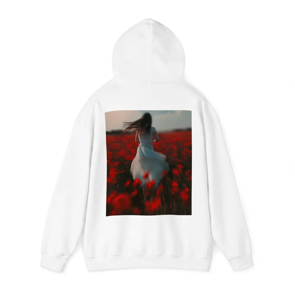Woman Running Through Red Poppy Field – Hoodies