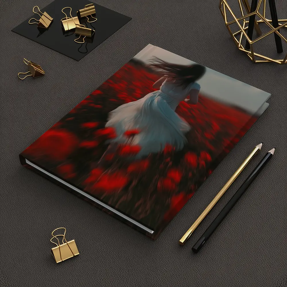 Woman Running Through Red Poppy Field – Notebooks
