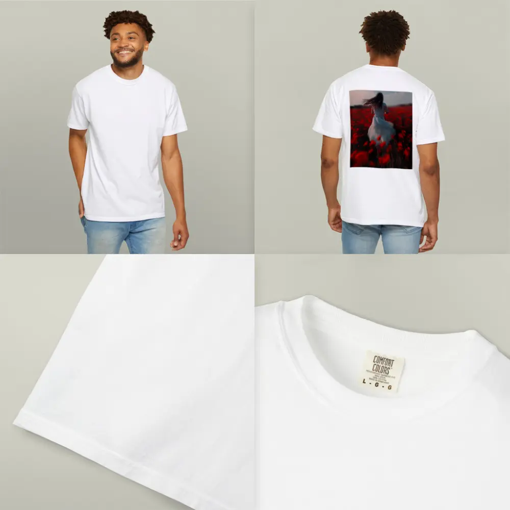 Woman Running Through Red Poppy Field – T-Shirts