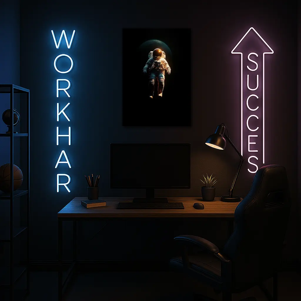 Astronaut Floating in Dark Space Earth – Wall Art