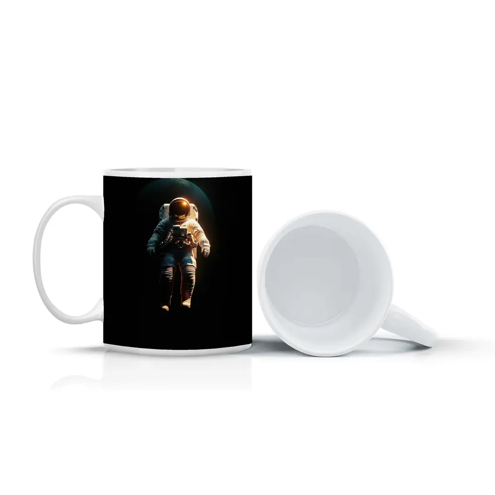 Astronaut Floating in Dark Space Earth – Mugs