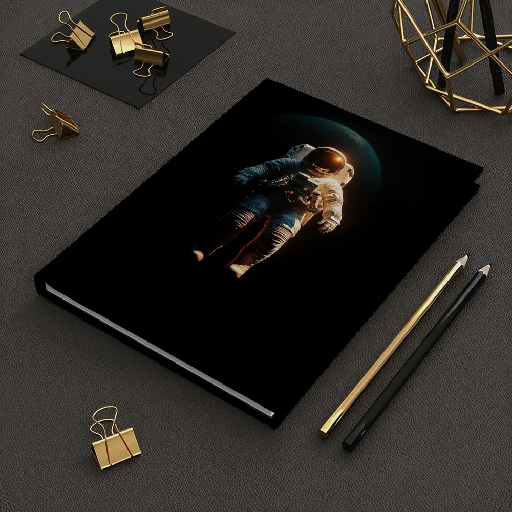 Astronaut Floating in Dark Space Earth – Notebooks