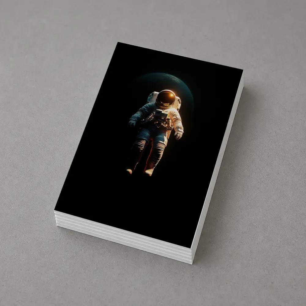 Astronaut Floating in Dark Space Earth – Postcards