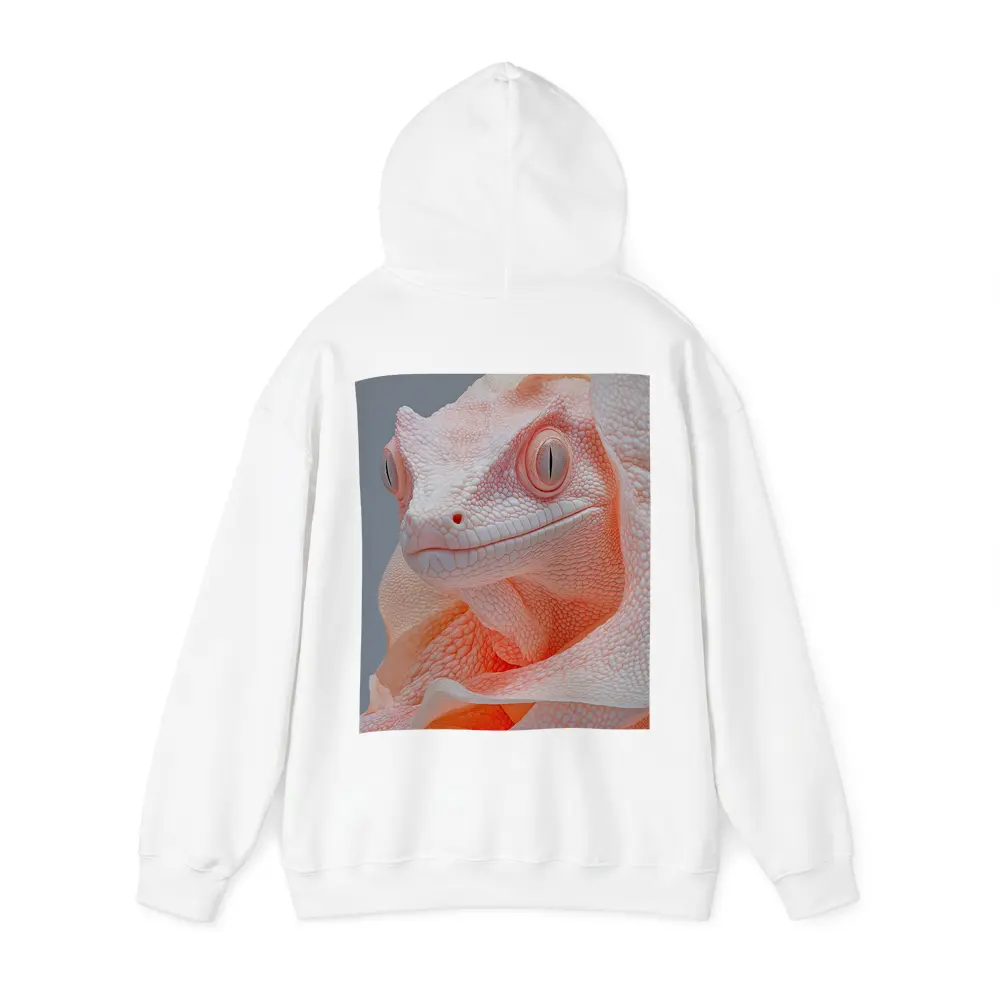 Albino Chameleon Close Up Peach Gray Background – Hoodies