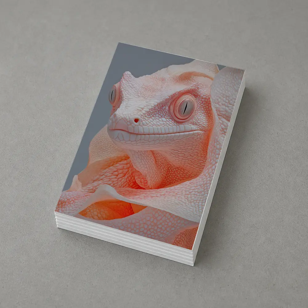 Albino Chameleon Close Up Peach Gray Background – Postcards
