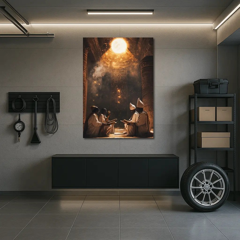 Ancient Egyptian Priests Ritual Glowing Temple – Wall Art