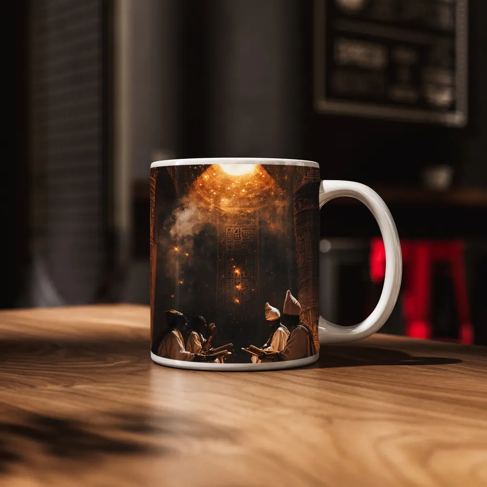 Ancient Egyptian Priests Ritual Glowing Temple – Mugs