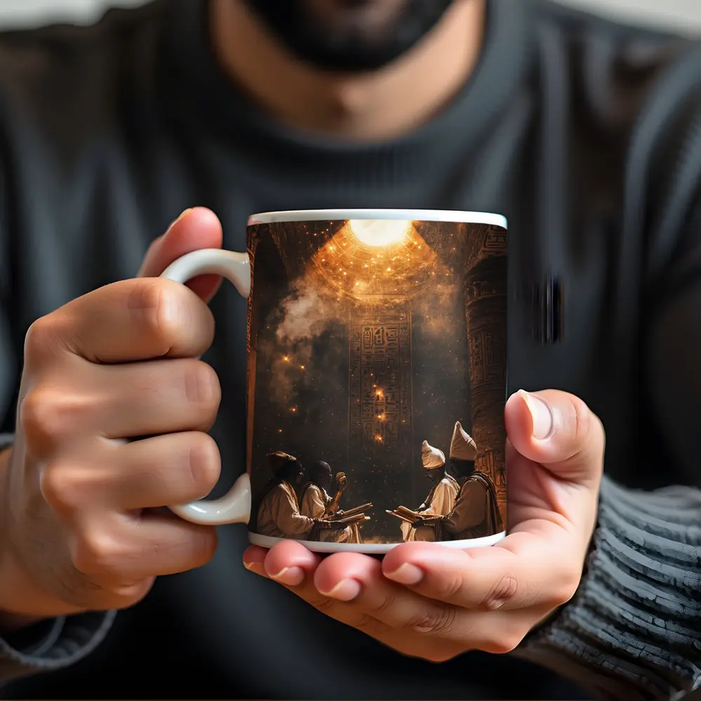 Ancient Egyptian Priests Ritual Glowing Temple – Mugs