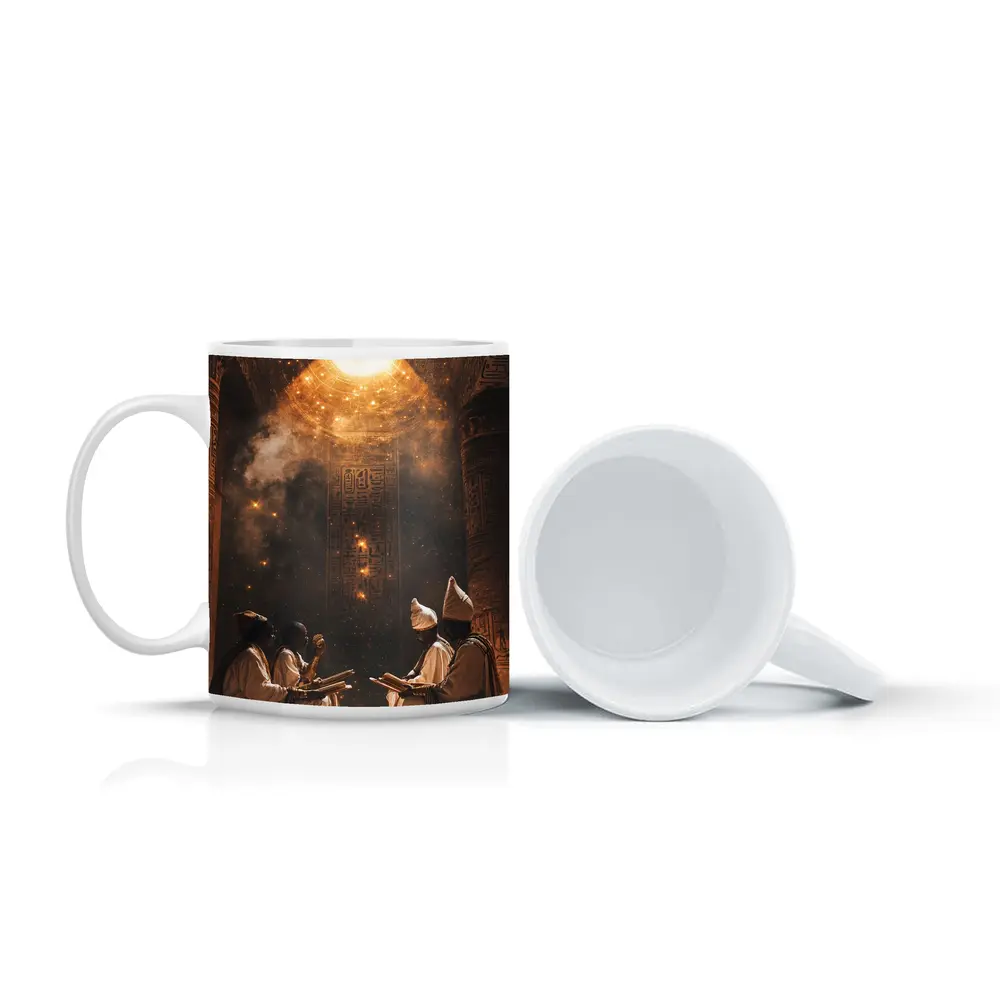 Ancient Egyptian Priests Ritual Glowing Temple – Mugs