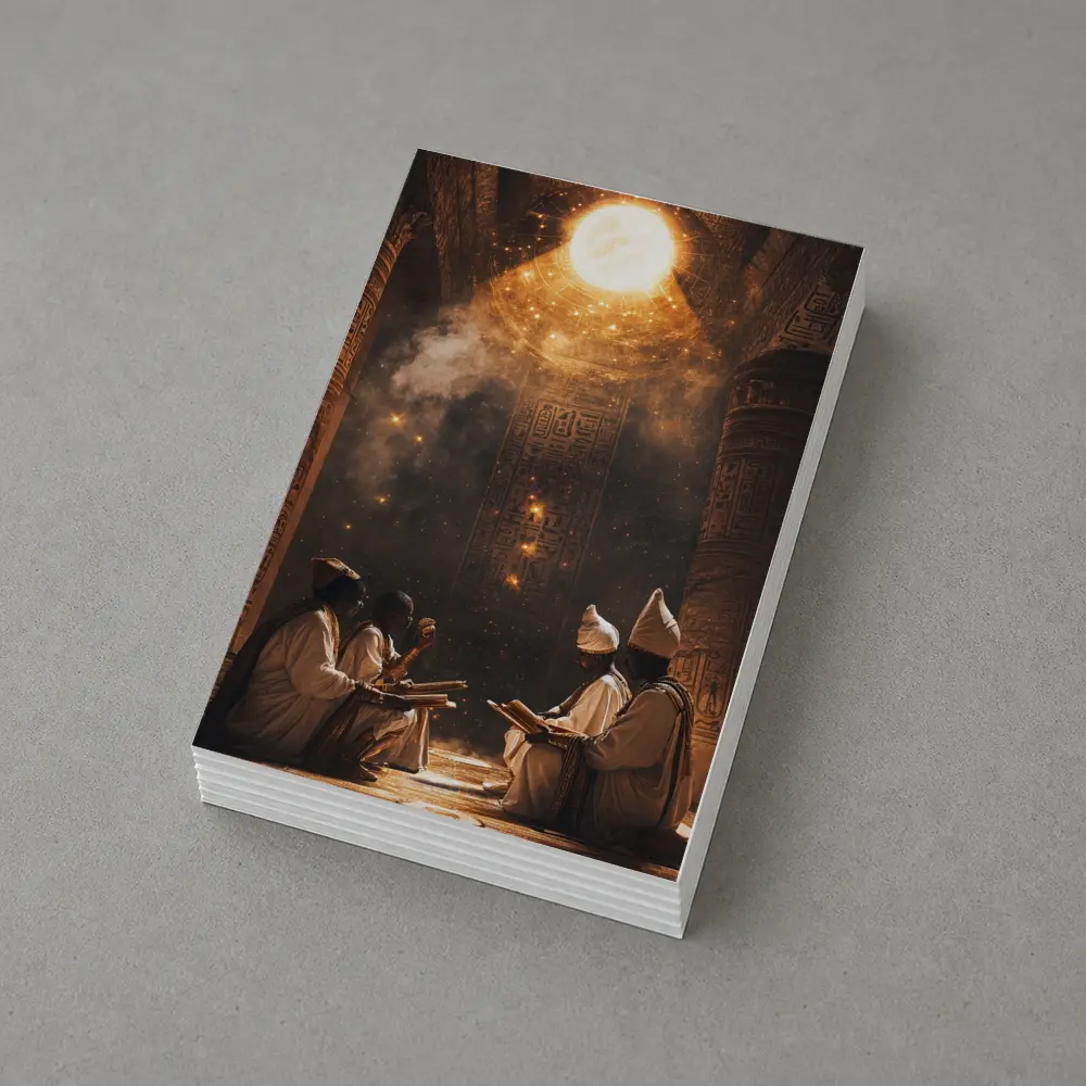 Ancient Egyptian Priests Ritual Glowing Temple – Postcards