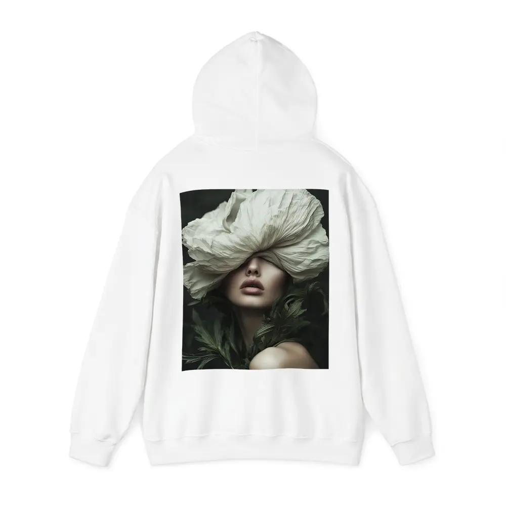 Woman White Poppy Flower Dark Background – Hoodies