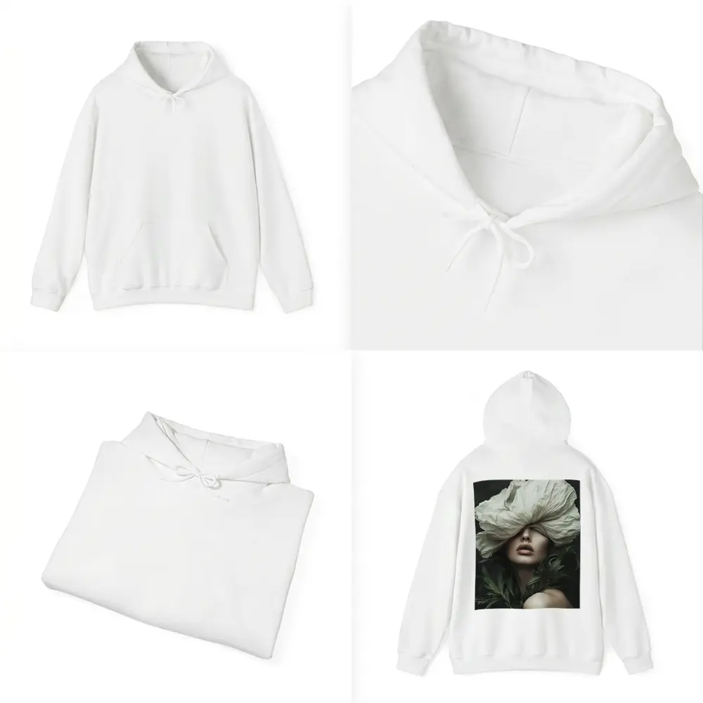 Woman White Poppy Flower Dark Background – Hoodies