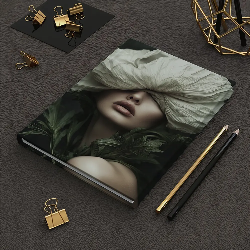 Woman White Poppy Flower Dark Background – Notebooks