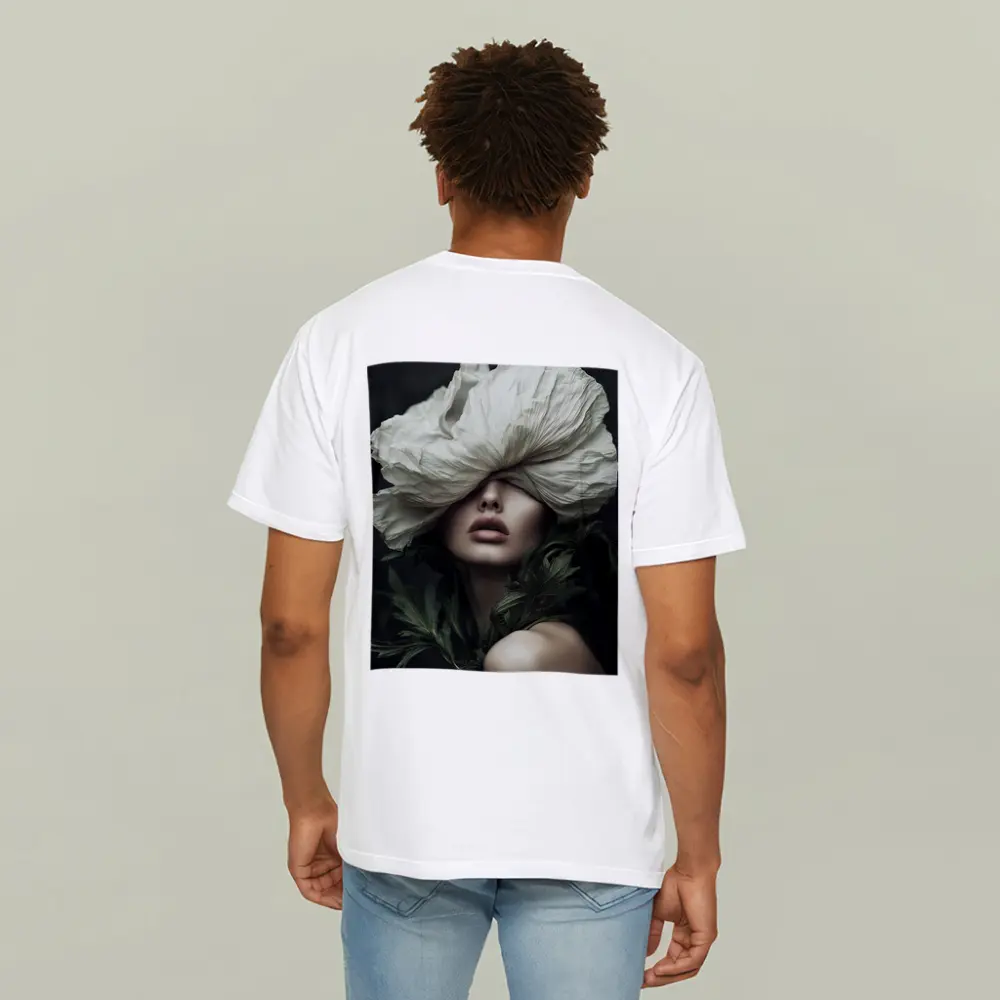 Woman White Poppy Flower Dark Background – T-Shirts