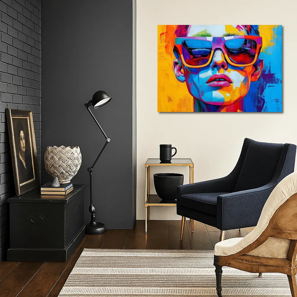Pop Art Woman Face Bold Colorful Painting – Wall Art