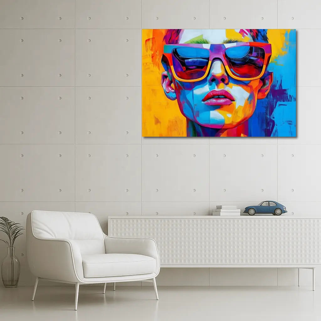 Pop Art Woman Face Bold Colorful Painting – Wall Art