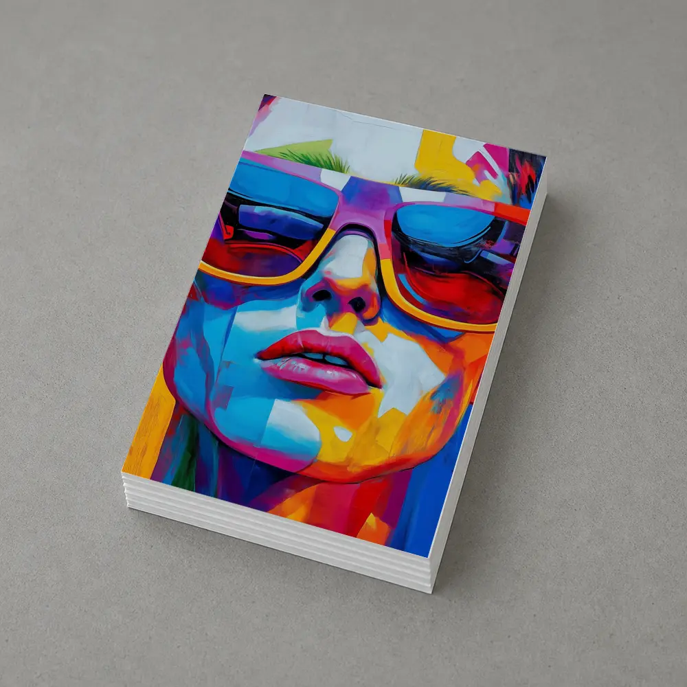 Pop Art Woman Face Bold Colorful Painting – Postcards