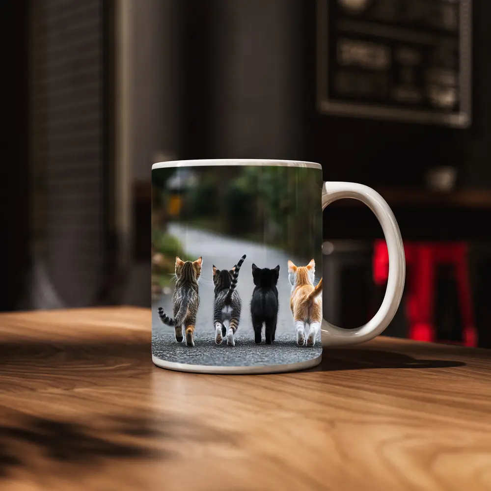 Four Kittens Walking Down Street Together – Mugs