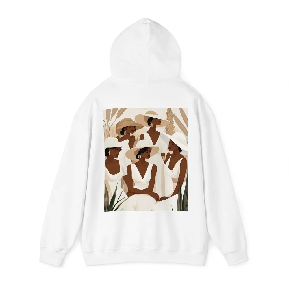 Black Women White Dresses Botanical Minimalist Art – Hoodies