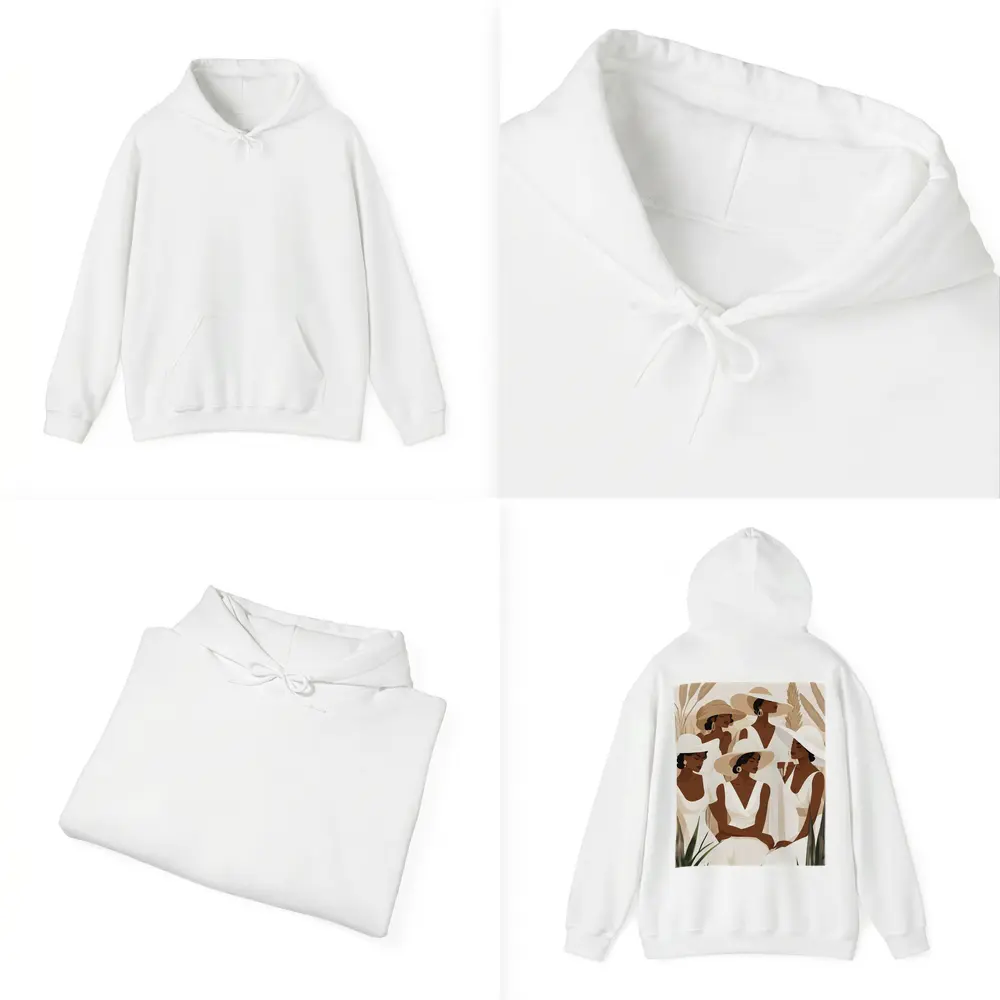 Black Women White Dresses Botanical Minimalist Art – Hoodies