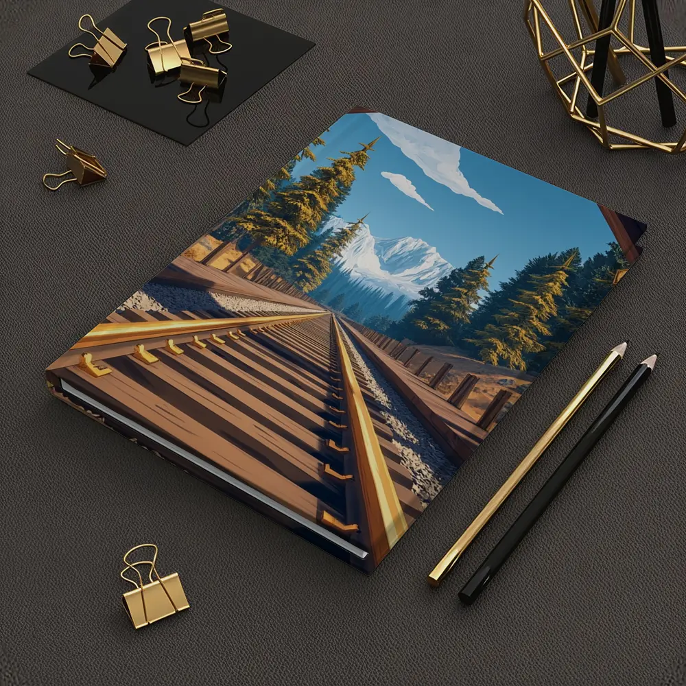 Railroad Tracks Through Mountain Pine Forest – Notebooks