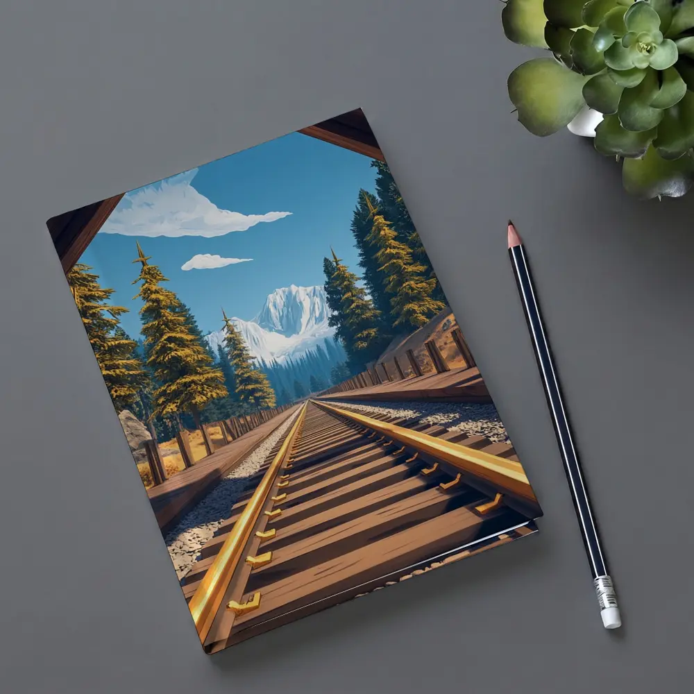 Railroad Tracks Through Mountain Pine Forest – Notebooks