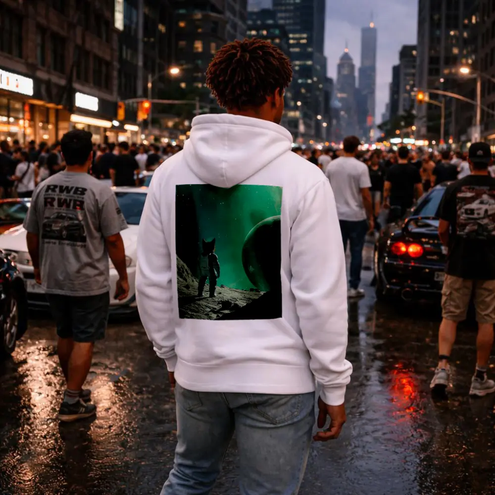 Cat Astronaut Standing On Alien Moon Planet – Hoodies
