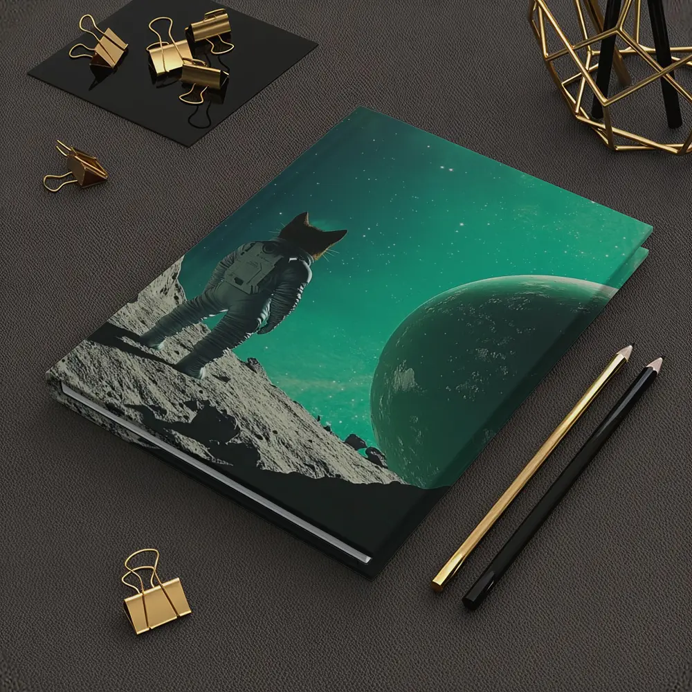 Cat Astronaut Standing On Alien Moon Planet – Notebooks