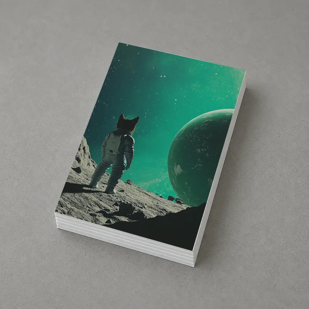 Cat Astronaut Standing On Alien Moon Planet – Postcards