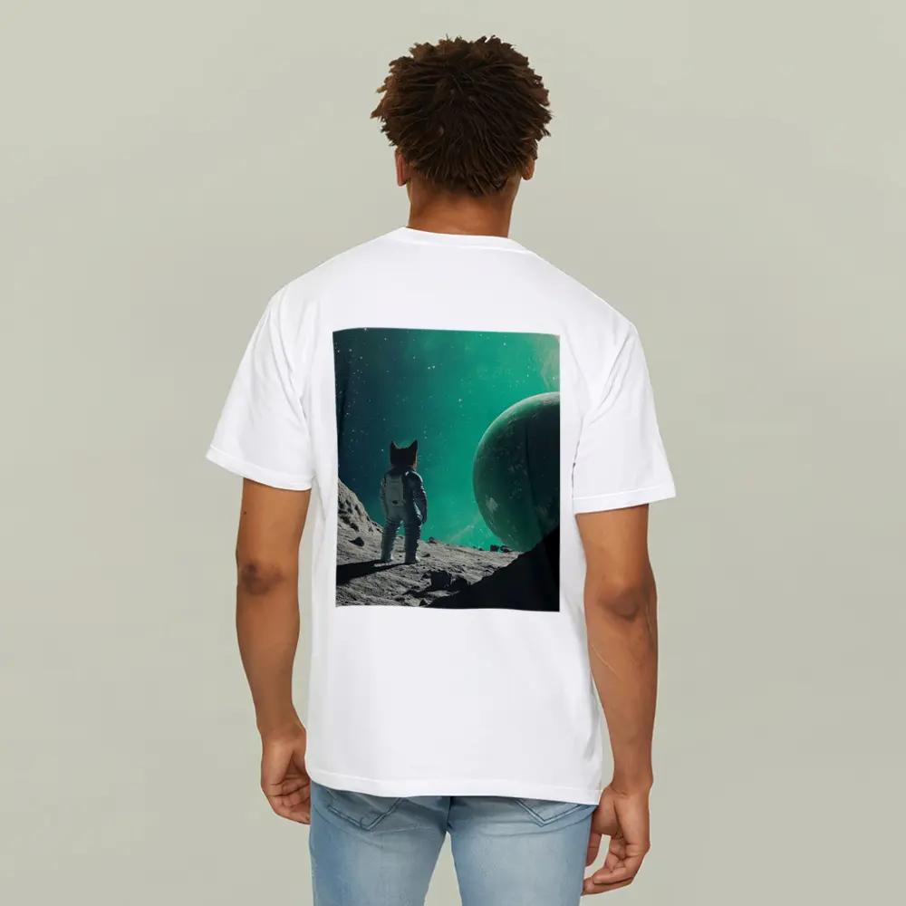 Cat Astronaut Standing On Alien Moon Planet – T-Shirts