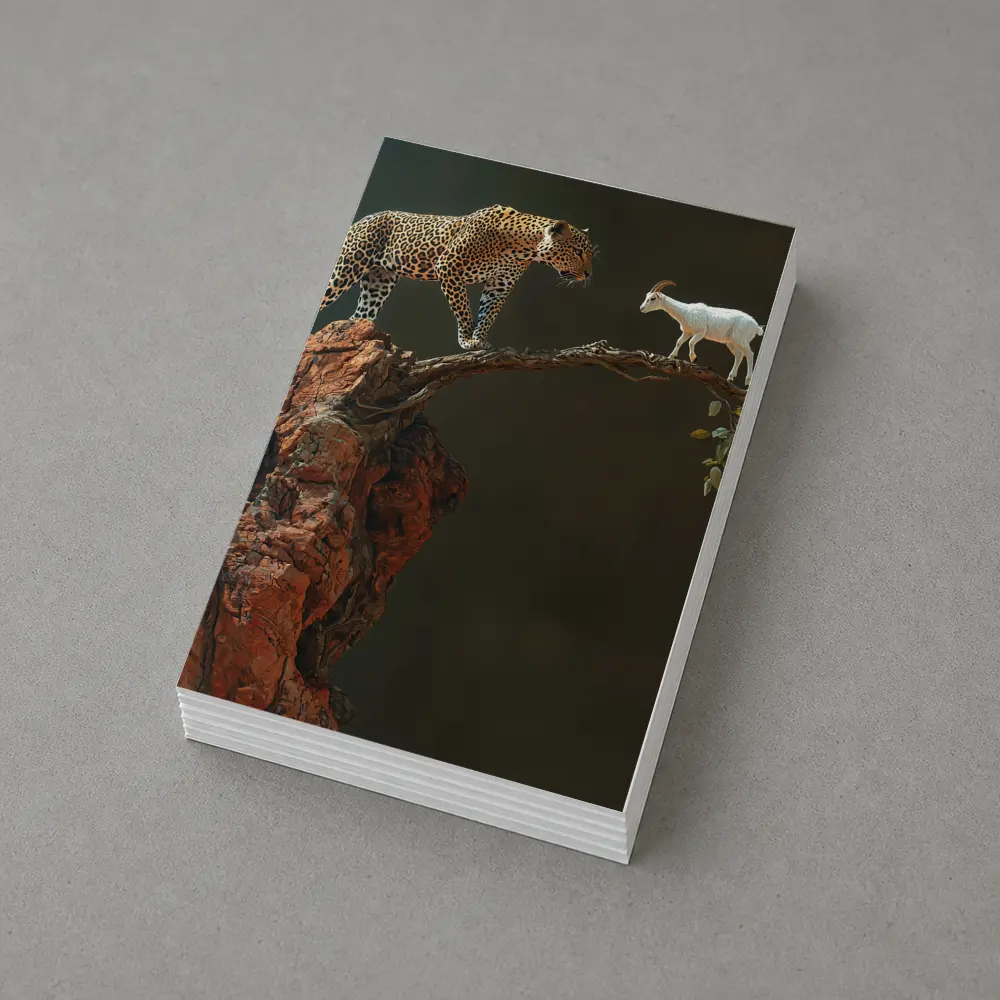 Leopard And Goat Facing On Rocky Branch – Postcards