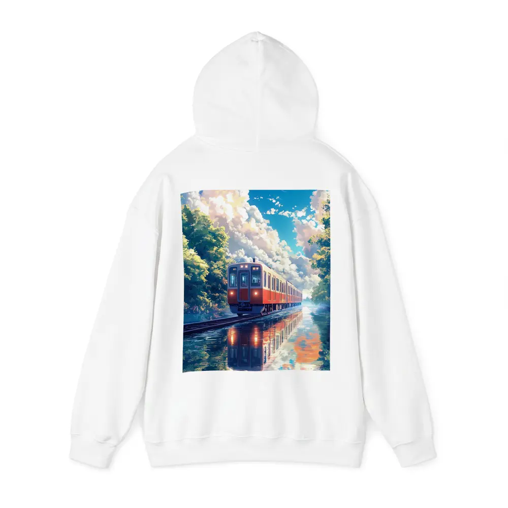 Anime Red Train Reflecting Flooded Forest Tracks – Hoodies