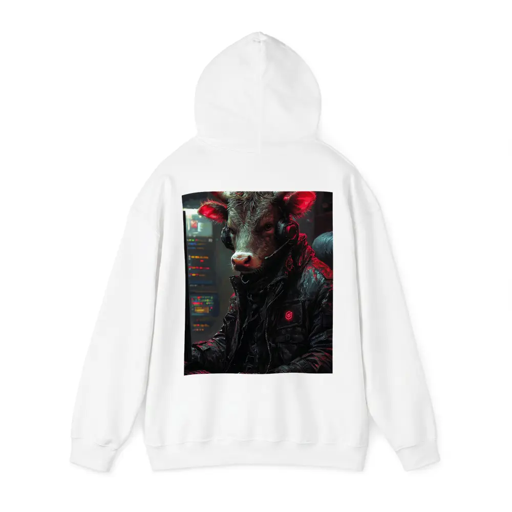 Bull Cyberpunk Hacker at Computer Dark – Hoodies