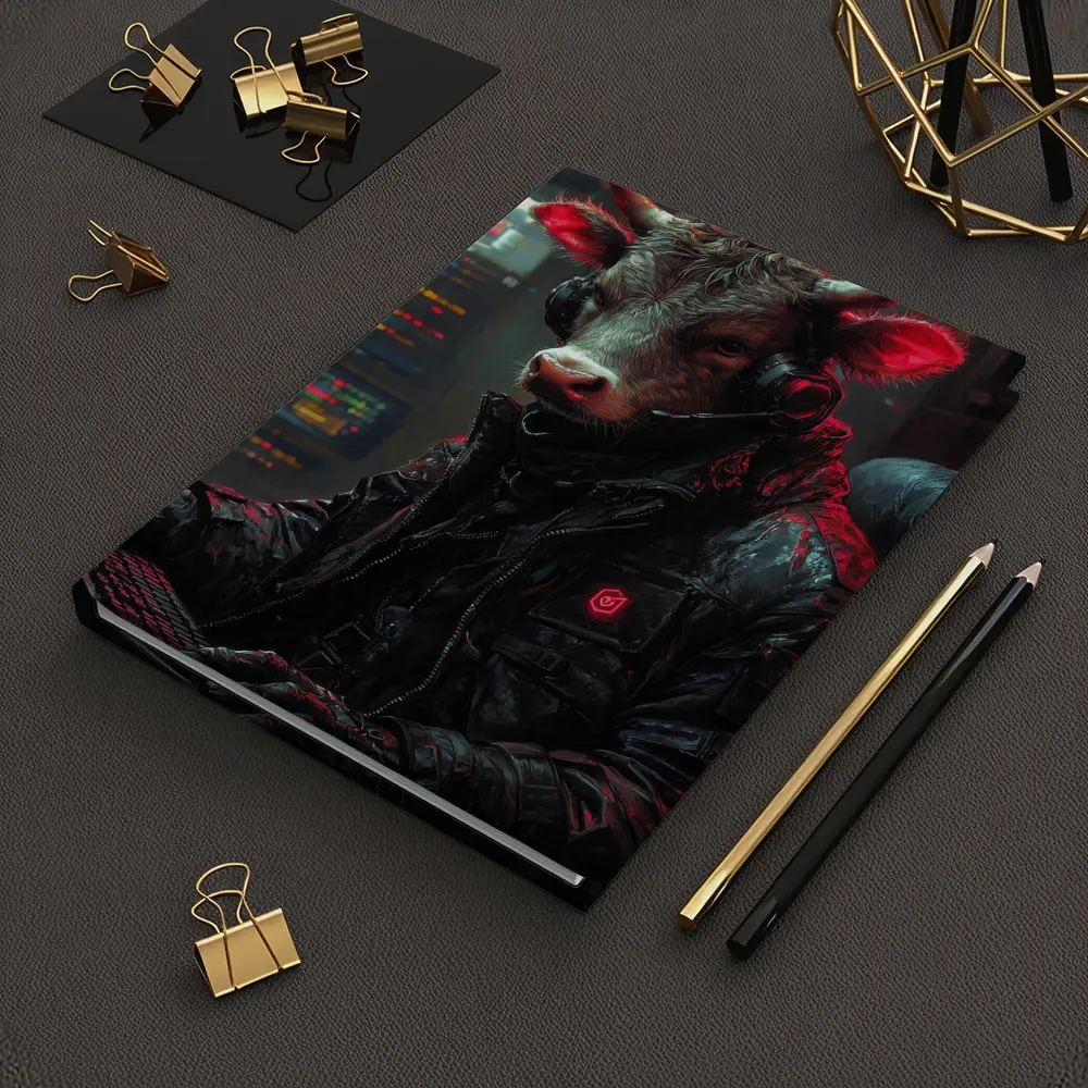 Bull Cyberpunk Hacker at Computer Dark – Notebooks