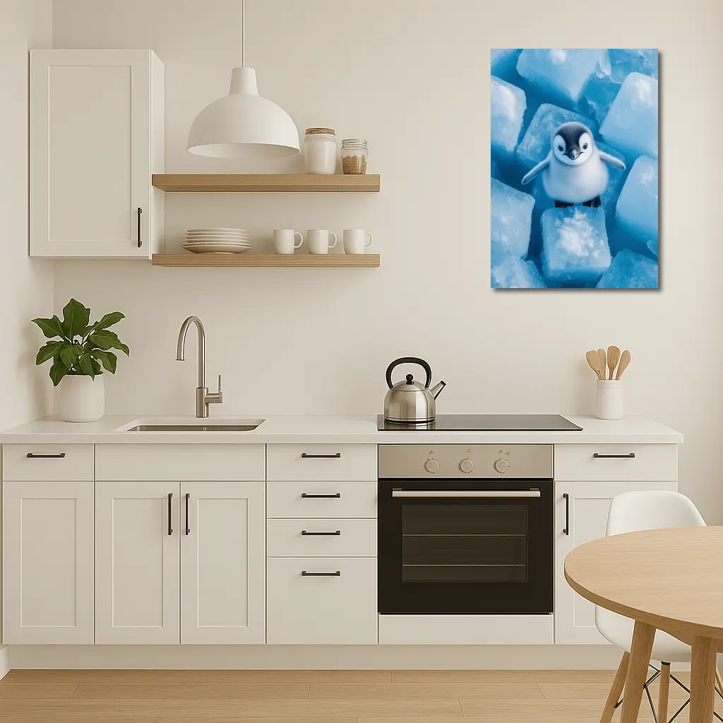 Baby Penguin Chick On Ice Cubes – Wall Art