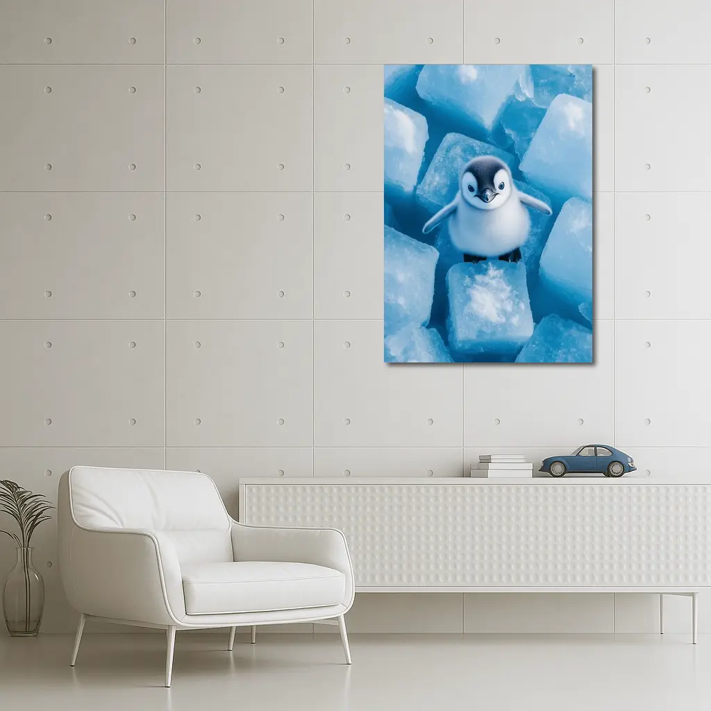 Baby Penguin Chick On Ice Cubes – Wall Art