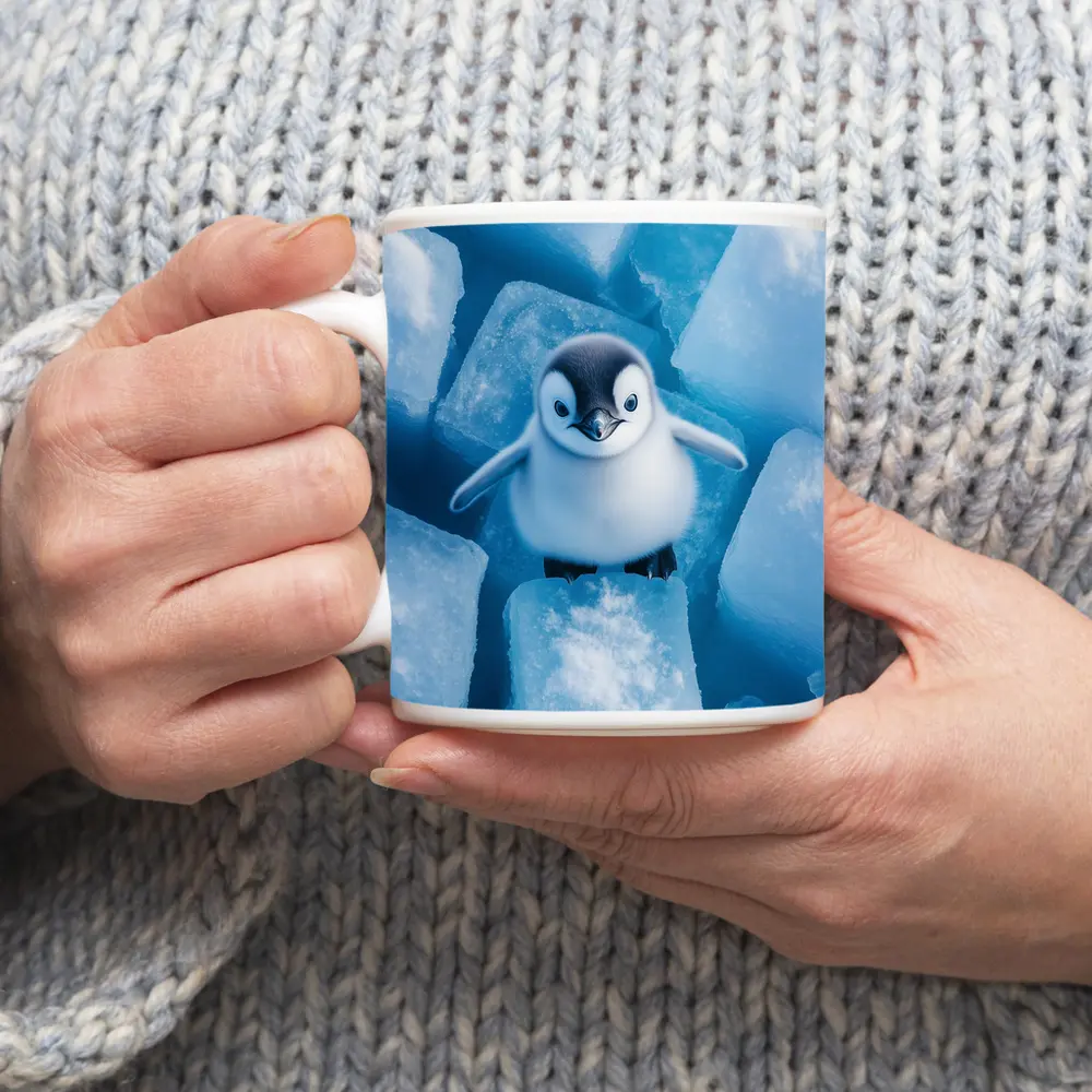 Baby Penguin Chick On Ice Cubes – Mugs