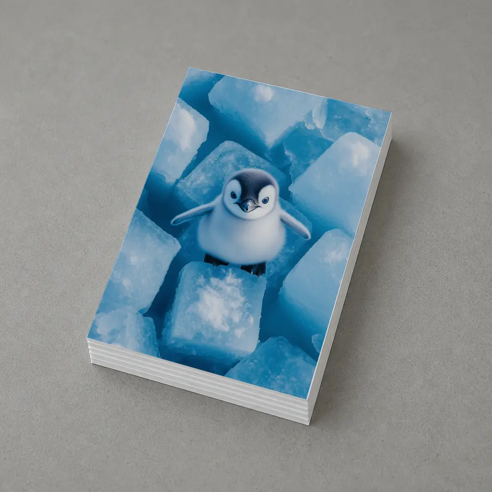Baby Penguin Chick On Ice Cubes – Postcards